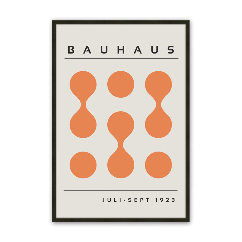 Orange Bauhaus, impression encadrée, Reproduction encadrée sans passe-partout, H 15 po x l 12 po x P 1,25 po, Noir satiné