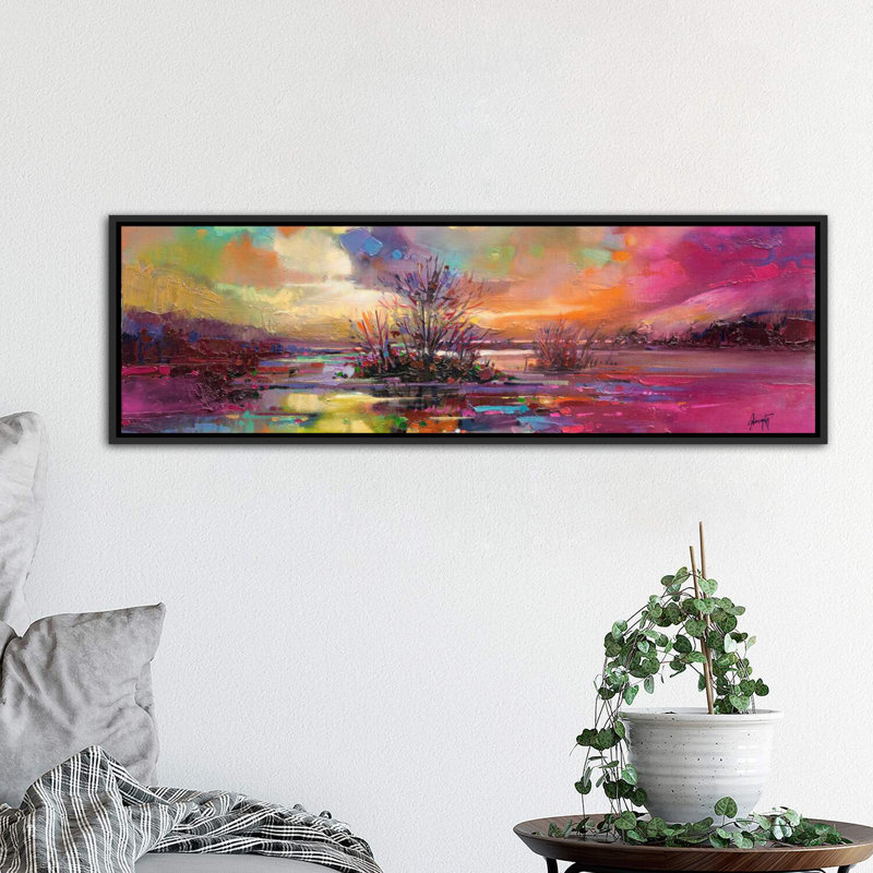 «Loch Fyne Color» par Scott Naismith - reproduction d'art, Pas de tapis, Toile avec cadre noir patiné