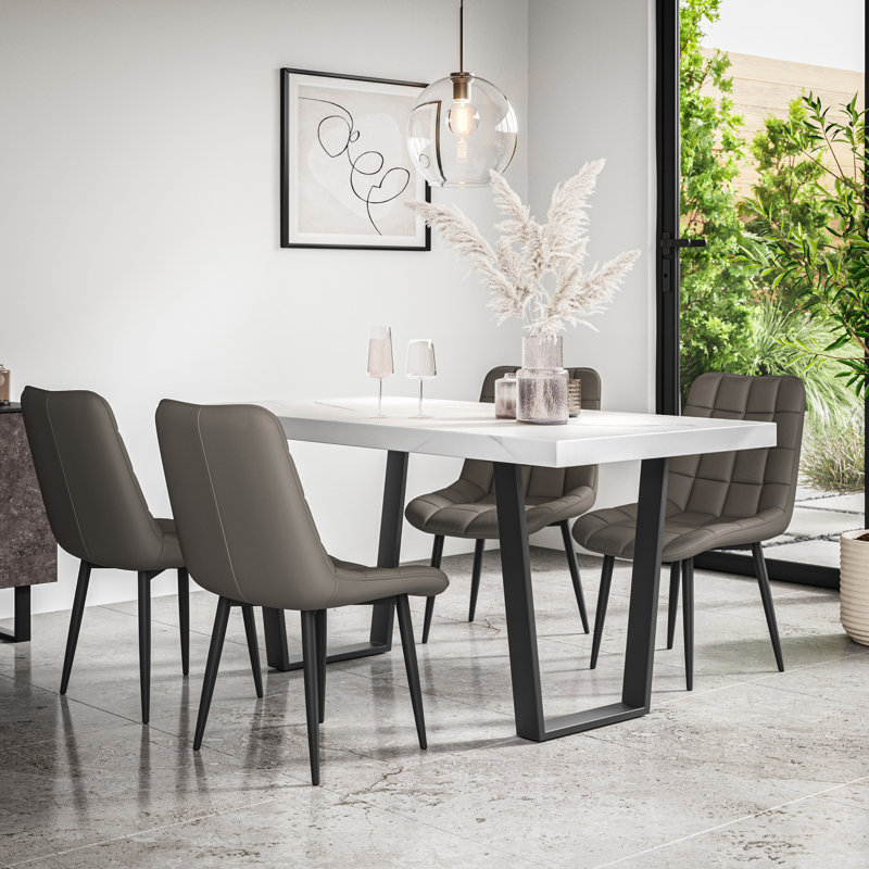 Wapella 6 - Person Dining Set, White/Black/Grey