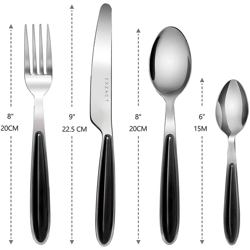 Cutlery 24 Piece Cutlery Set, Service for 6, Black