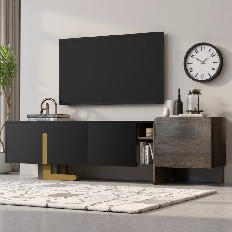 Meuble télé 66,7 po Light Luxury, Noir