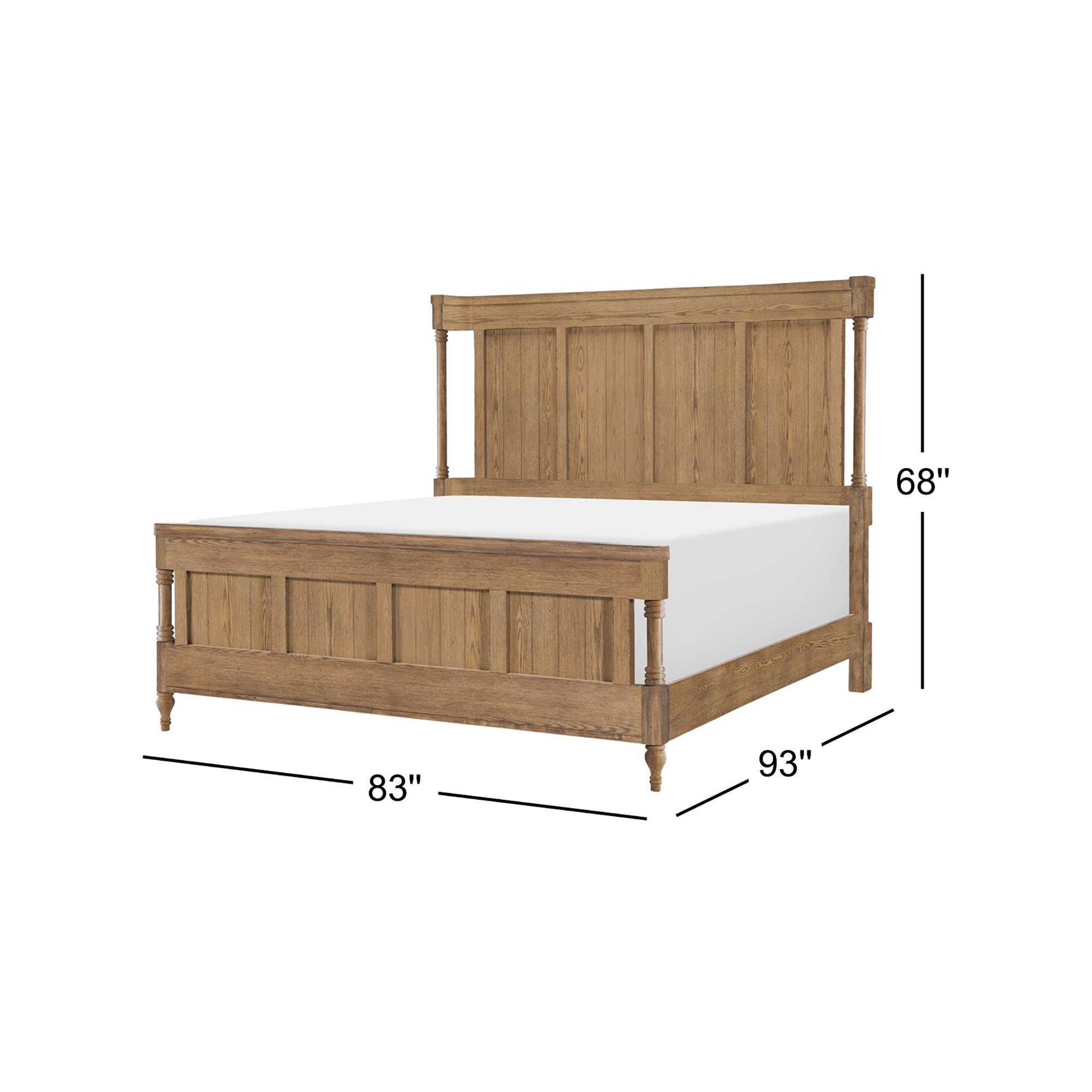 Country Living Solid Wood Bed, Brown, King