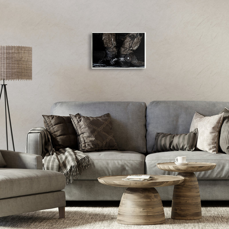 Art mural, bottes de cowboy avec éperons, design par PHBurchett, H 10 po x l 15 po