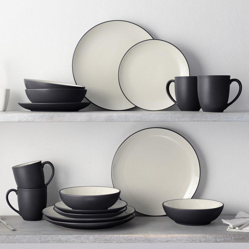 Noritake Colorwave 16-Piece Coupe Dinnerware Set, Service for 4, Graphite