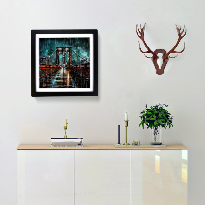 Single Picture Frame Print on Wood, Black
