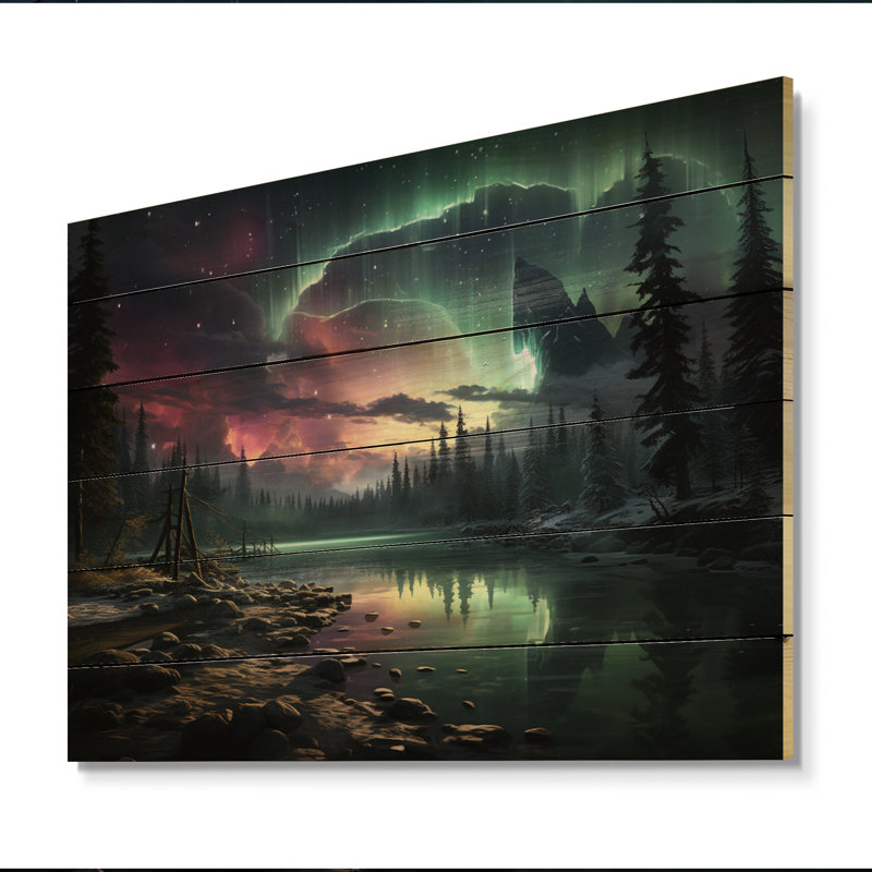 Northern Lights Celestial Gateway II sur bois, H 24 po x l 32 po x P 0,78 po