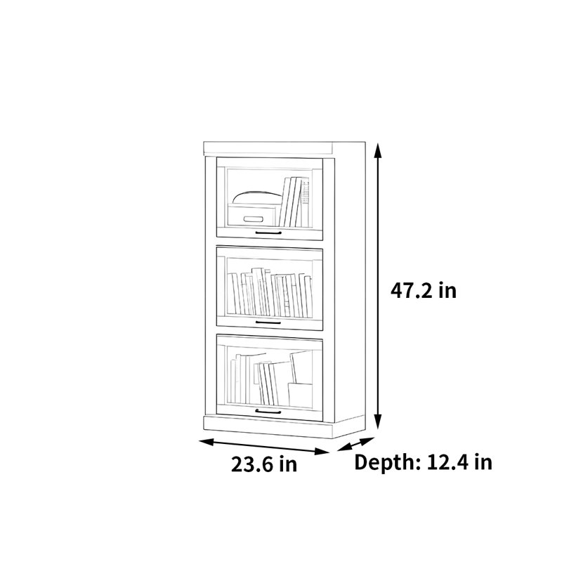 A simple and stable bookcase, (3 Shelves) 47.2"H x 23.6"W x 12.4"D, Brown