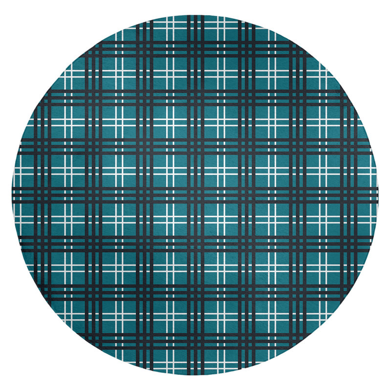 Plaid Indoor Rug, Round 5'