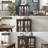 Antique Cherry LED Curio Display Cabinet with Adjustable Glass Shelves, Retro Lattice Door Storage Cabinet for Dining Room Home Decor-1003938698-1003938696