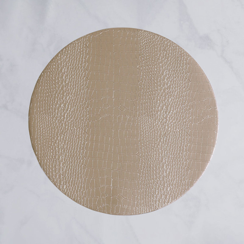 VIDA Snakeskin Reversible Round Placemats, 15.5" W x 15.5" L, Silver/Gold