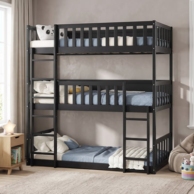 Lit superposé simple en bois d'hévéa pour enfants
