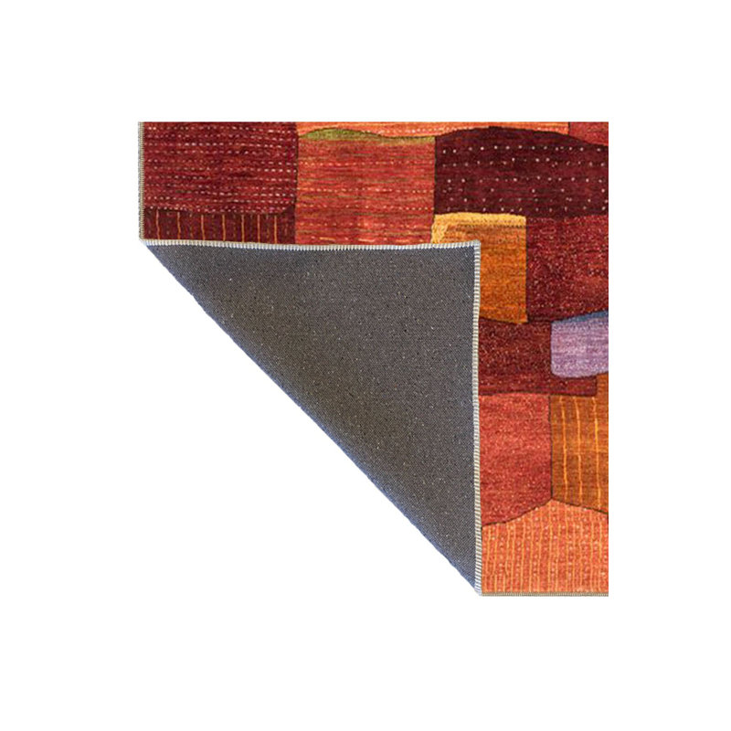 Colorful Rectangle Patterned Woven Base Machine Washable Rug, Rectangle 4'7" x 6'7" Rug Pad Included