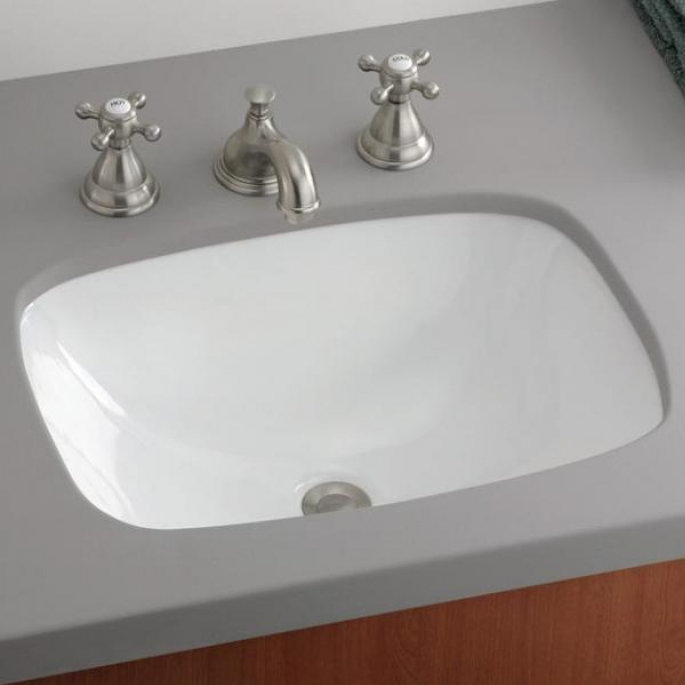 Lavabo de salle de bain rectangulaire encastré en porcelaine vitreuse Ibiza