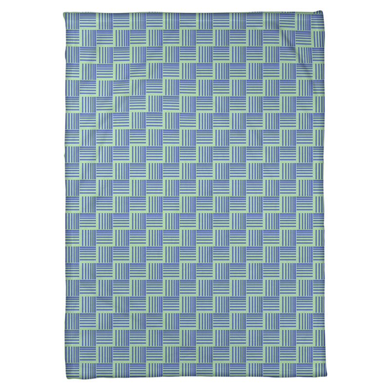 Couverture polaire à rayures classic basketweave, l 60 po x L 80 po, Vert / bleu