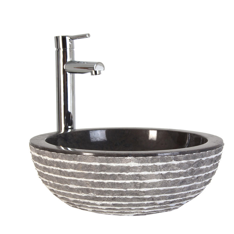 Union Rustic Iris 400mm L x 400mm W Marble Circular Sink with Overflow