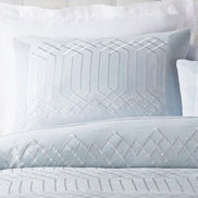 Plaza Cotton Blend Geometric Sham Set, Light Blue, Euro