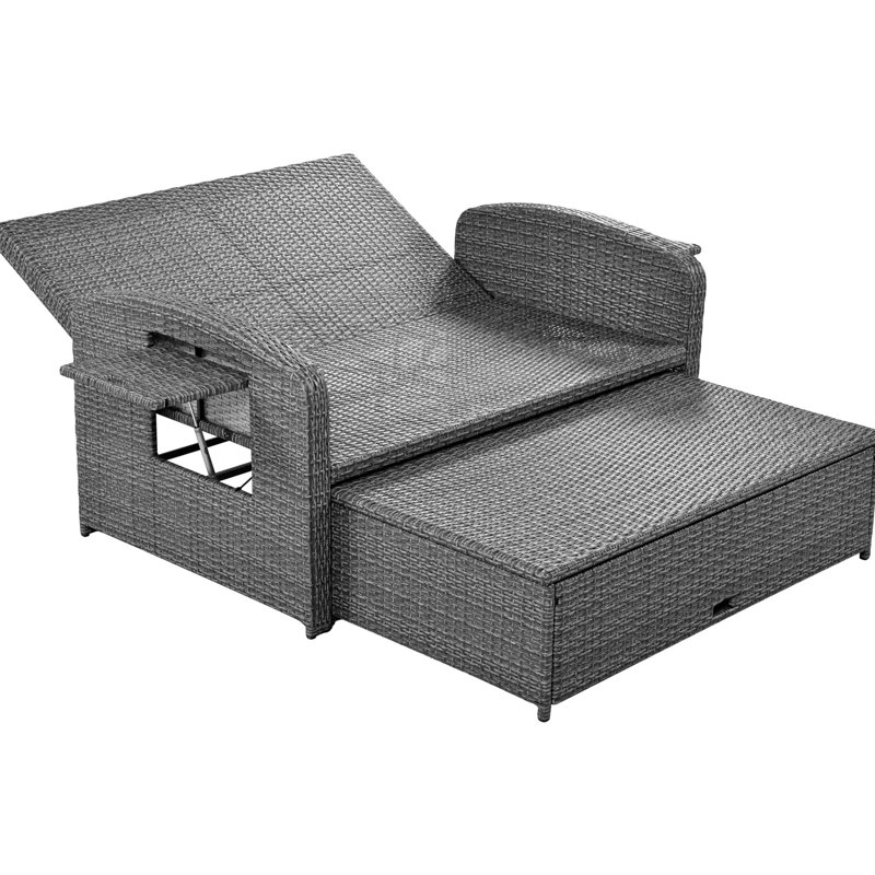 Double méridienne avec pe et coussin - siège d'extérieur, lit de jour inclinable blanc - Housse