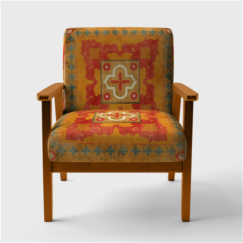 Fauteuil d'appoint Freixa, Accoudoirs carrés bruns