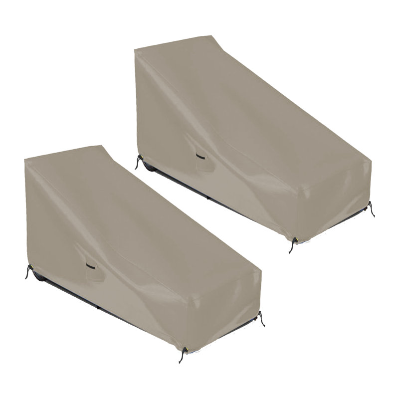 Kibby Water Resistant Outdoor Patio Chaise Lounge Cover, UV Resistant, Fade Resistant Heavy Duty Patio Furniture Cover, Beige