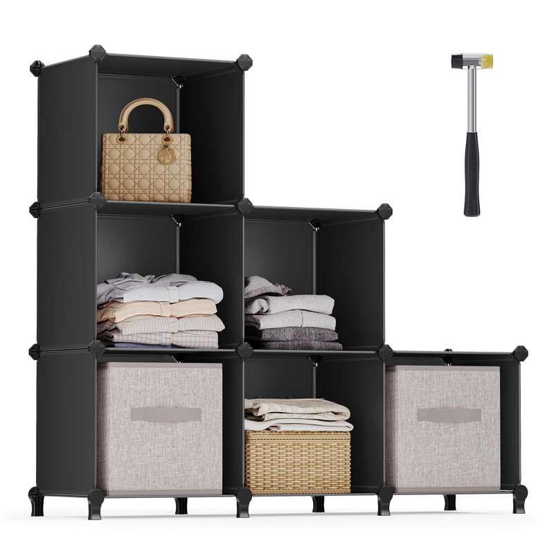 Sturdy Modular Bookcase, Customizable 6-Cube Organizer For Bedroom And Living Room, Glossy Finish
