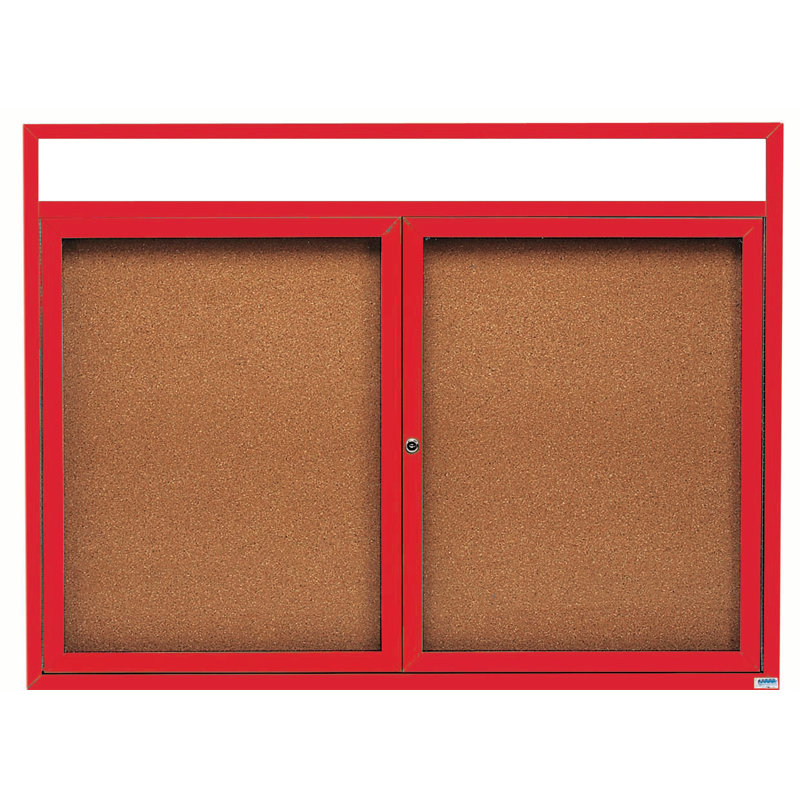 Tableau d’affichage mural fermé, Rouge thermolaqué, Deux, H 36 po x l 48 po