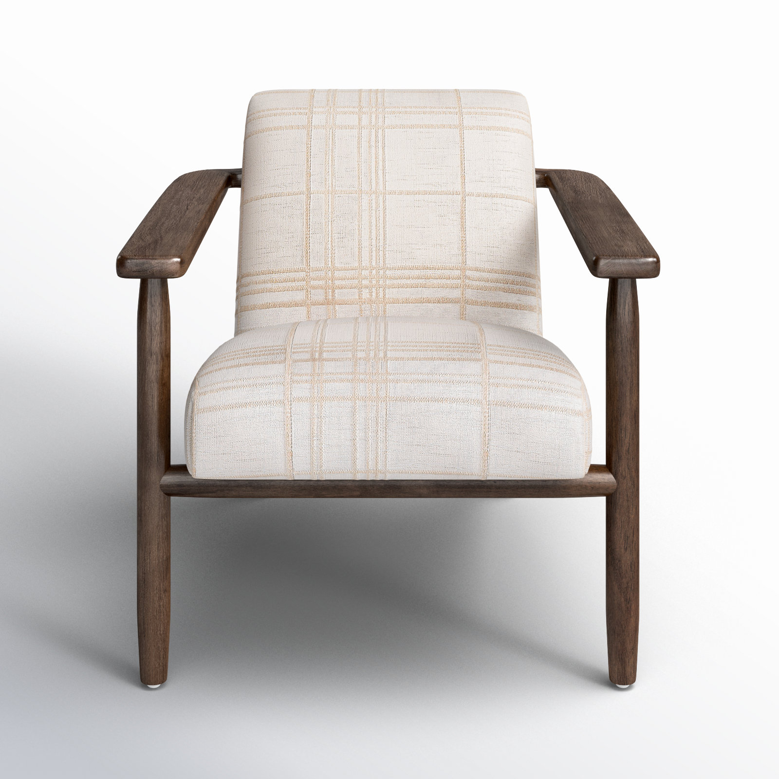  Fritz Upholstered Armchair, Sheffield Ivory Grid Print
