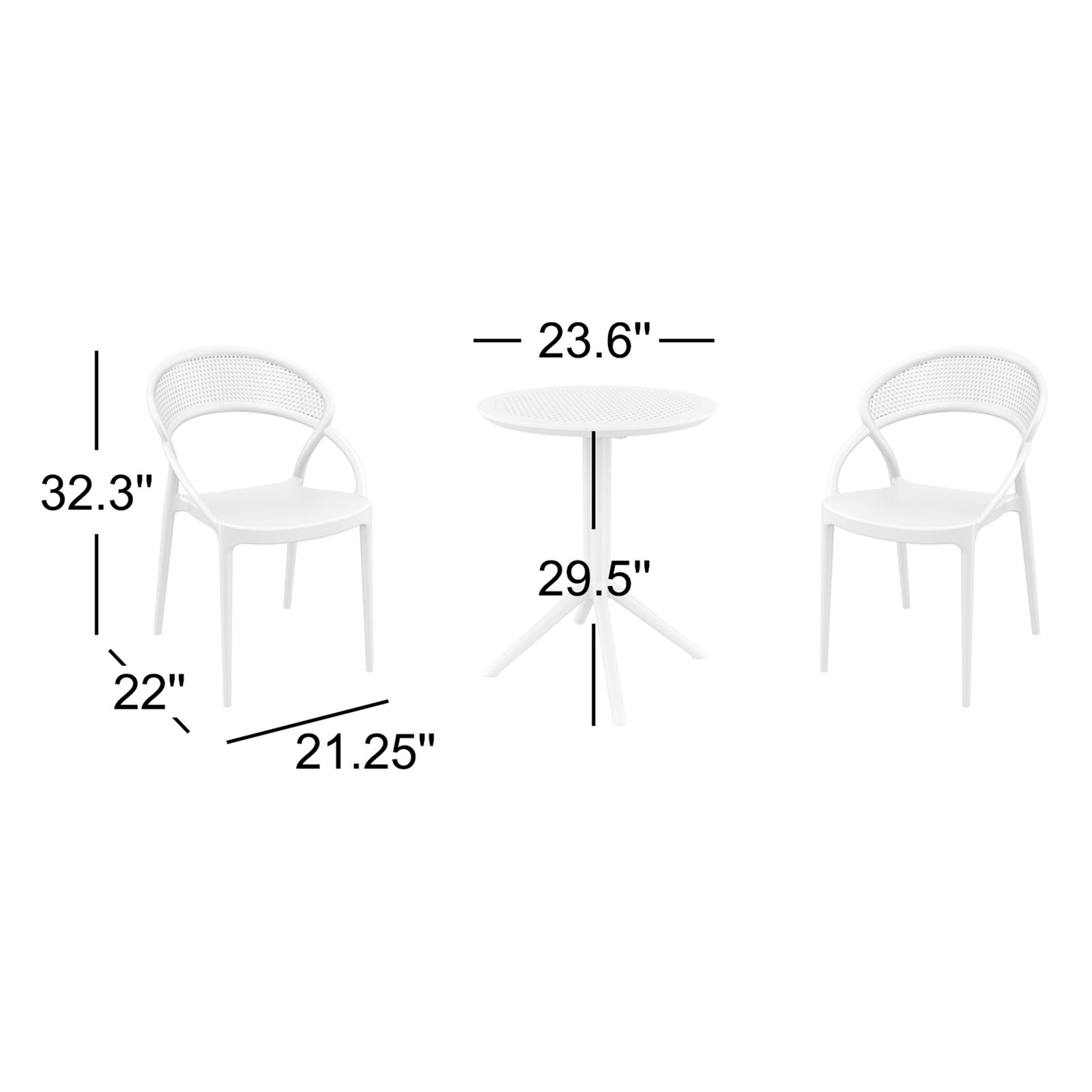 Farrah 24" Patio Bistro Set, Dark Gray