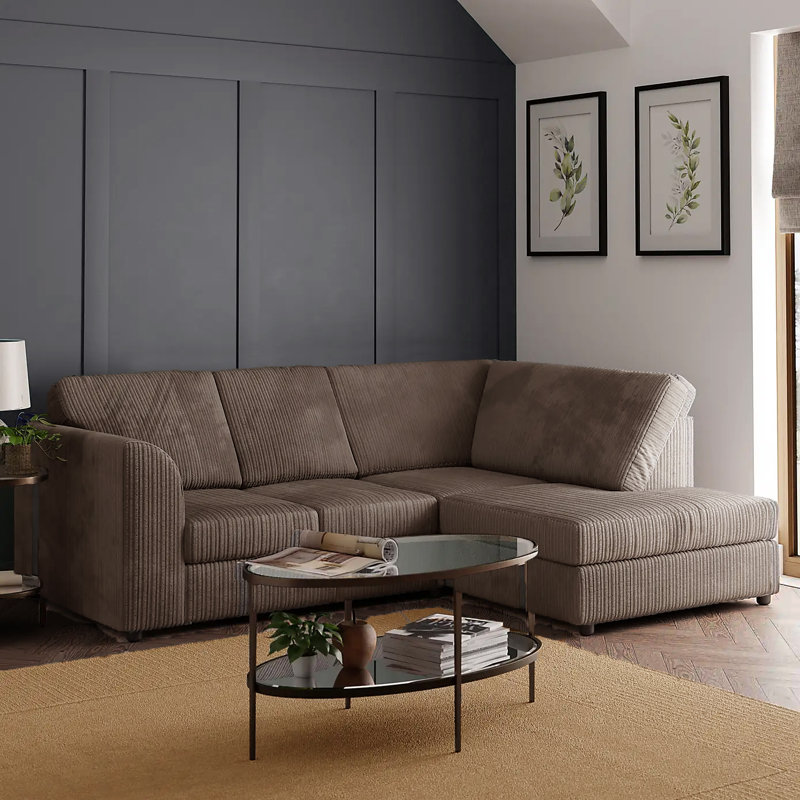 Duvernay Fullback Corner Sofa - Grey, Grey, Right Hand Facing