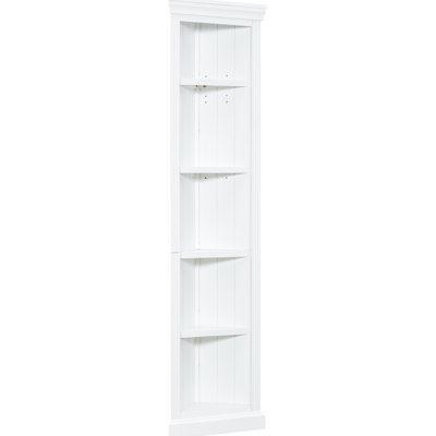 Bibliothèque de coin à 5 niveaux avec DEL, tablette blanche de 83,4 po de hauteur pour le bureau à domicile, le salon et la salle de jeu