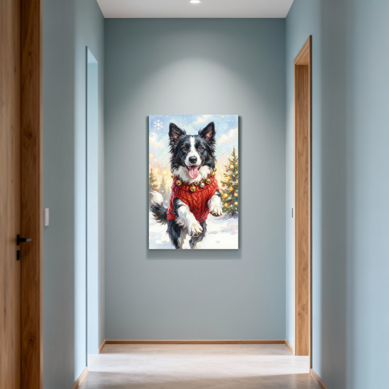 Animaux, chien de Noël dans un chandail rouge avec des clochettes