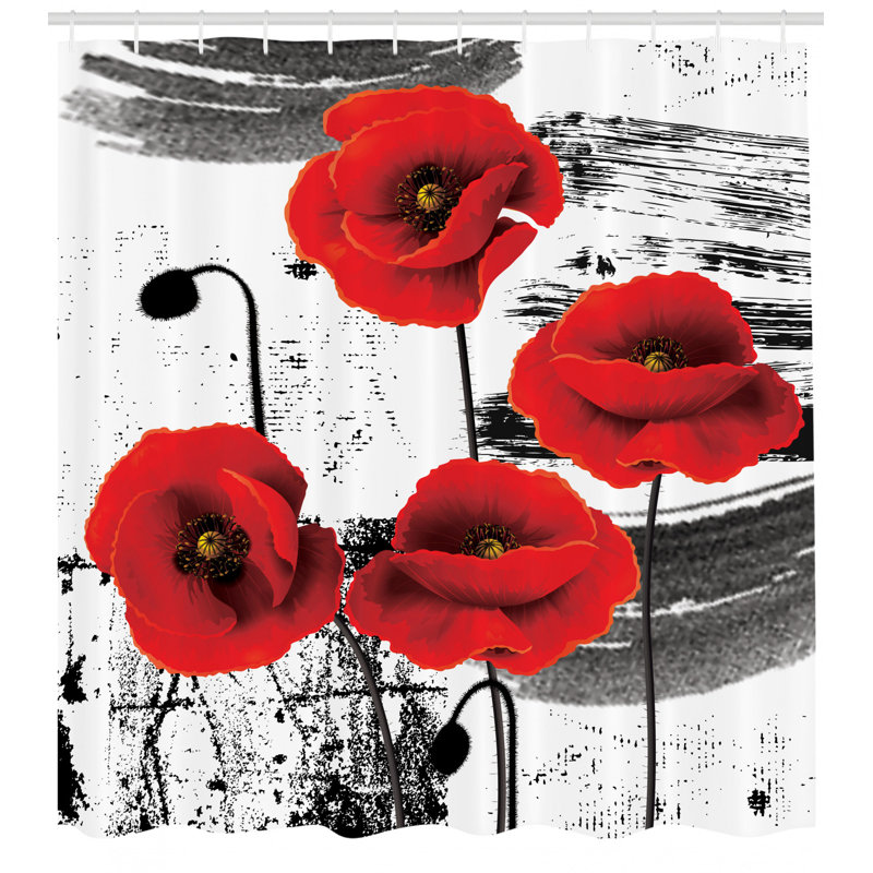 Floral Shower Curtain with Hooks Included, 70" H x 69" W