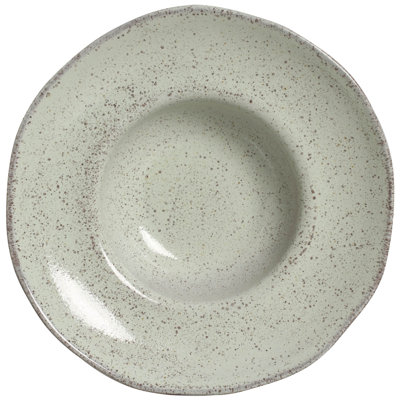 Pistache Deep Rim Pasta Plate 11.02” Ceramic Stoneware - Microwave, Oven, and Dishwasher Safe, by Porto Brasil