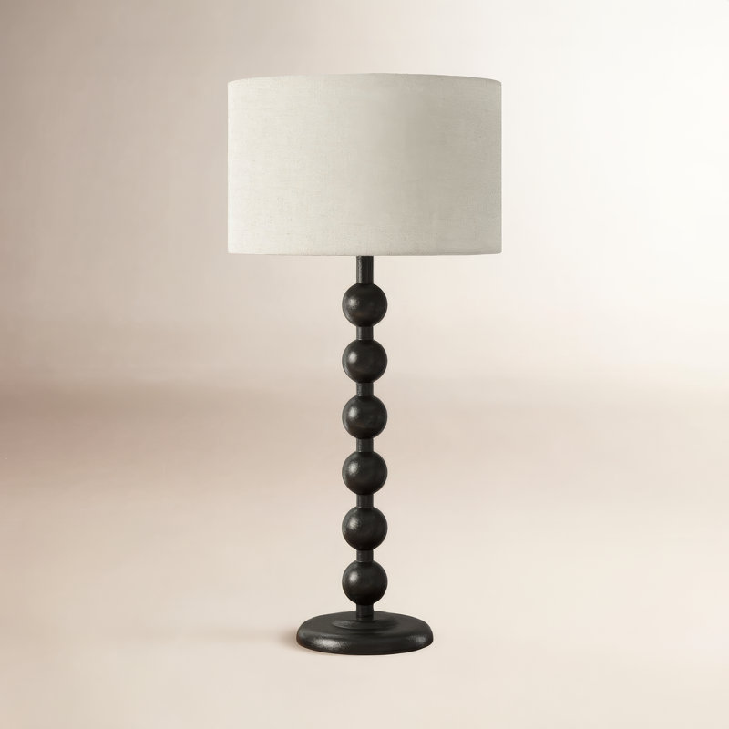 Levy Solid Wood Table Lamp, Black
