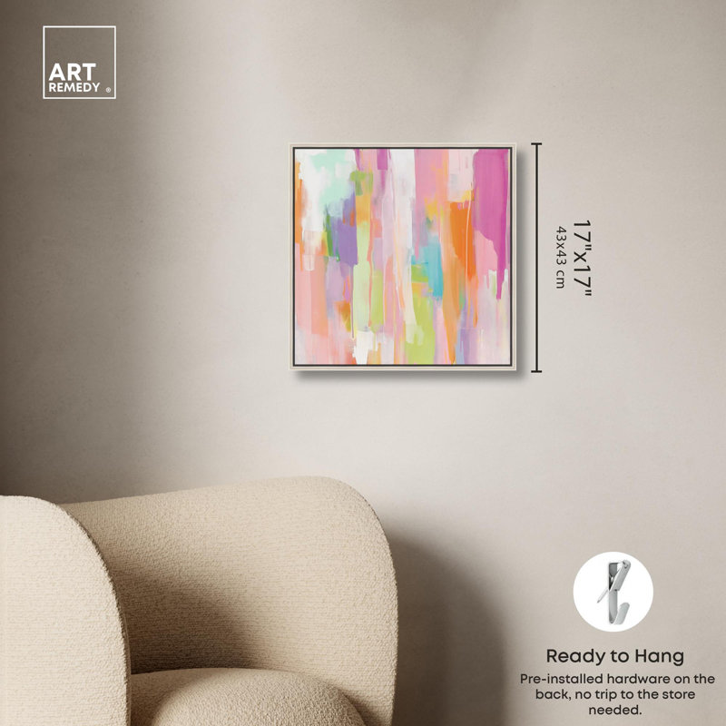 Toile de couleur moderne Sanasa II par Art Remedy, H 17 po x l 17 po x P 2 po, Cadre argenté flottant