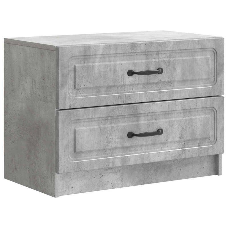 62cm W Manufactured Wood Bedside Table, Concrete Grey
