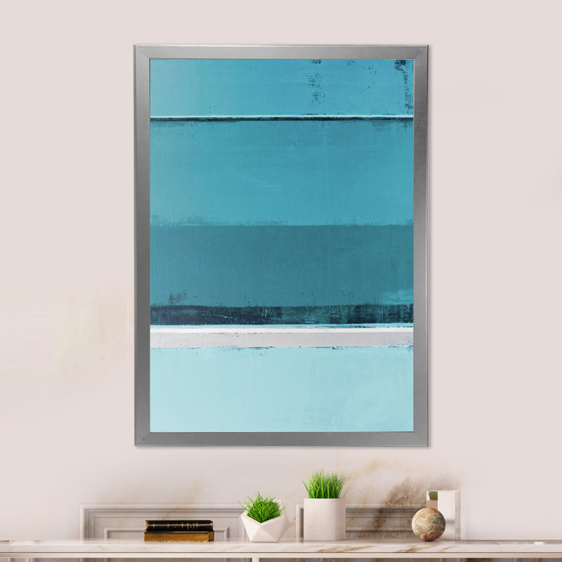 Art moderne gris et bleu II 2PT47705, Encadrement argenté, H 36 po x l 24 po x P 1 po
