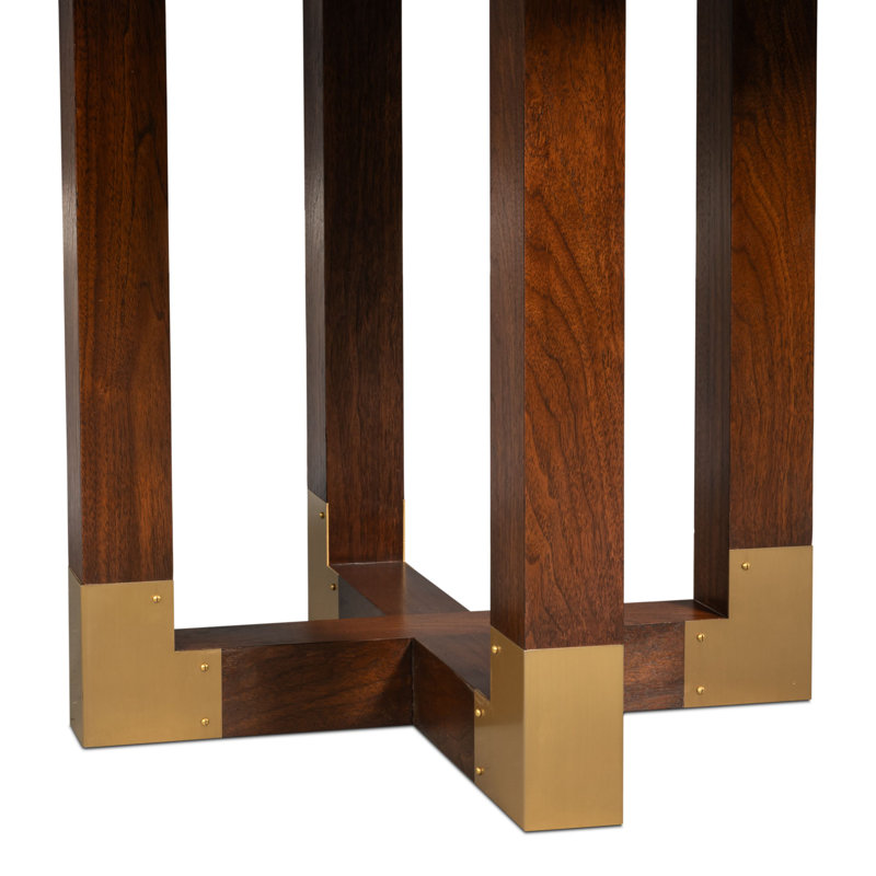 Round Walnut Wood Dining Table