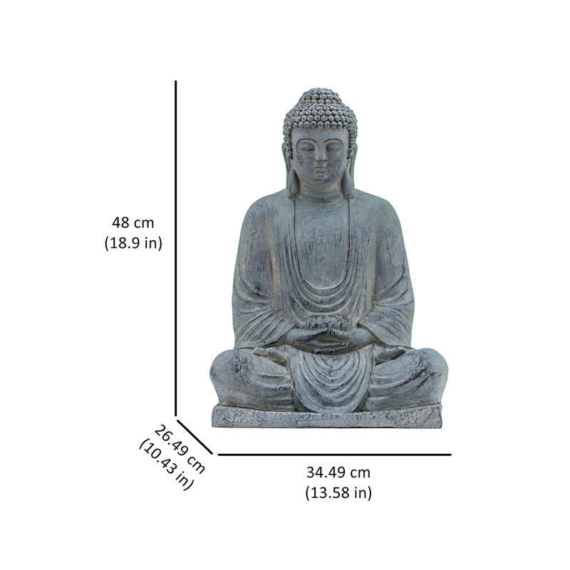 Statue Bouddha méditant, H 18,9 po x l 10,43 po x P 13,58 po