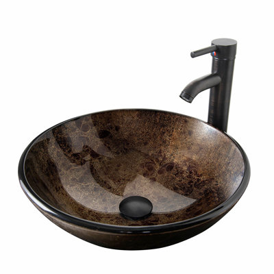 Lavabo de salle de bain vasque circulaire en verre martelé à la main avec robinet