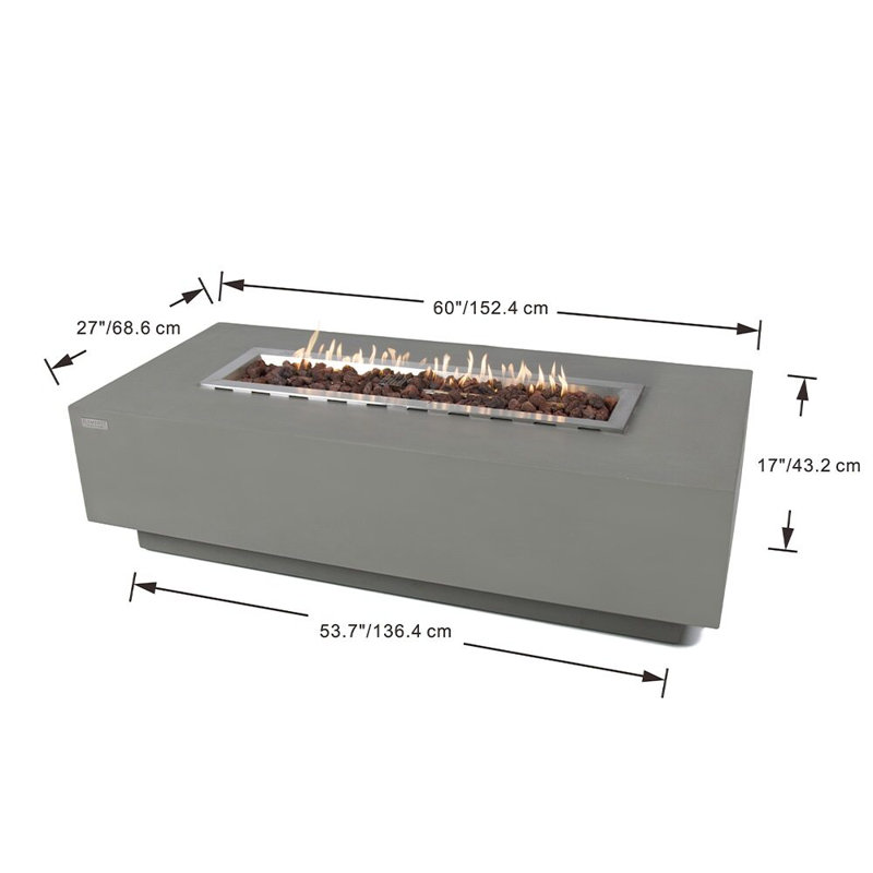 Granville 40" Dark Gray Concrete Gas Fire Pit Table