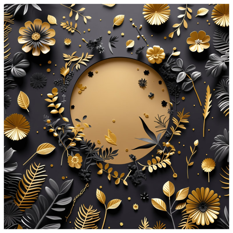 Rideau de douche feuilles dorées - décor de salle de bain nature moderne, 70in W x 84in H