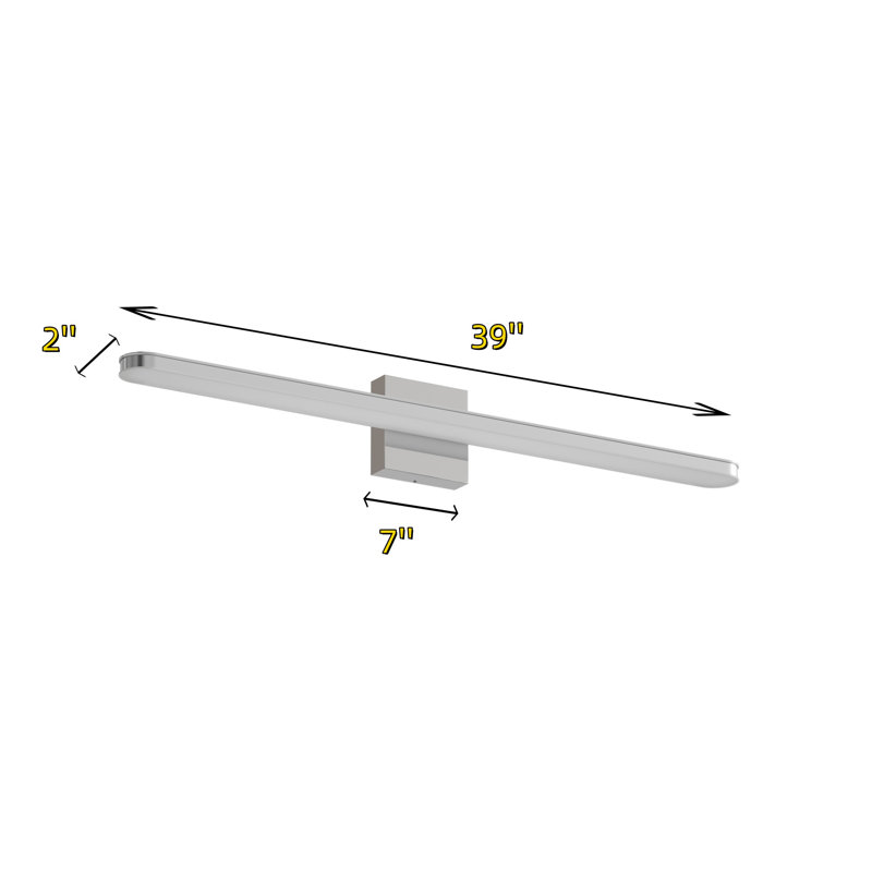 Luminaire de meuble-lavabo moderne à finition chromée, H 3,3 po x l 39,4 po x P 3,3 po