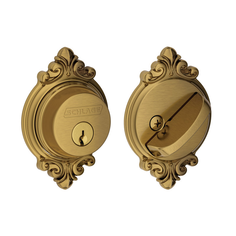 Single Cylinder Deadbolt with Brookshire Trim, Antique Brass, Keyed Alike, Yes