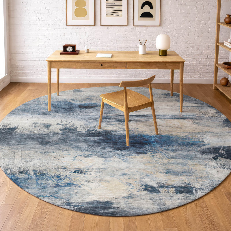 Machine Washable Indoor/Outdoor Chantille ACN2881 Abstract Rug, Baltic, 8' Round