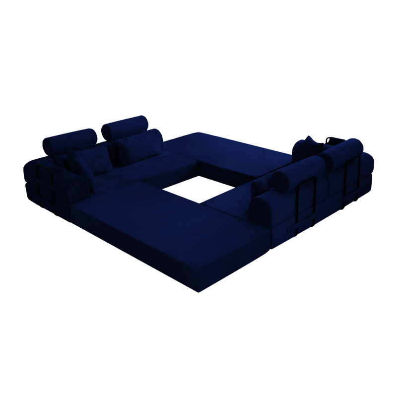 Canapé modulaire en L Boneless, Bleu