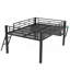 Lit mezzanine avec bureau Gaming, DEL, double, noir