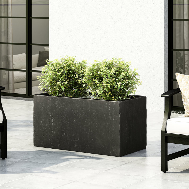 Jardinière en oxyde de magnésium pour jardin - 81 cm L x 39,5 cm P x 40,6 cm H - Conception légère en béton noir pour l'extérieur