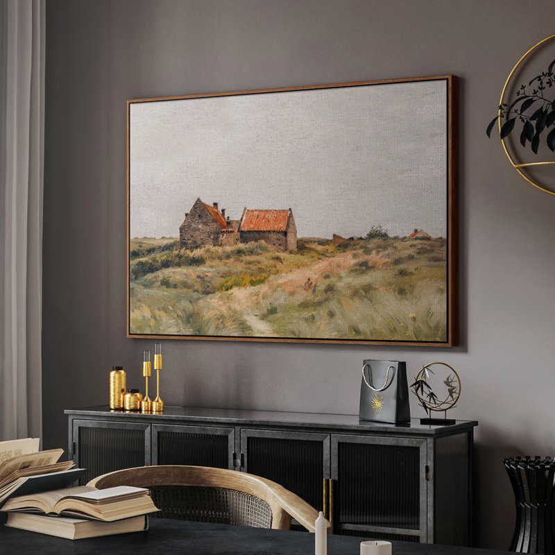 Paysage rétro - MLXX III, Toile encadrée noyer flottant, H 17 po x l 25 po x P 2 po