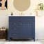 Meuble-lavabo de salle de bain avec lavabo supérieur en céramique, armoire bleue 2 tiroirs 36 po et grand espace de rangement, meuble-lavabo de style avant-gardiste, tablettes fonctionnelles, Modern Grace-1951427755