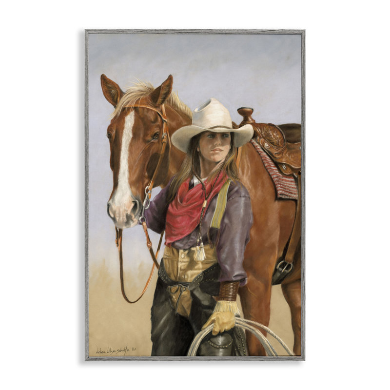 Puissante femelle cow-boy encadrée par Victoria Schultz, H 30 po x l 20 po, Estampe numérique Farmhouse